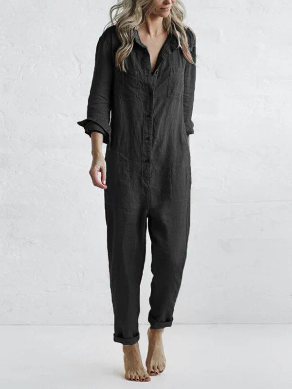 Product Image for Ivyshape | Linen Jumpsuit, Black / XXL