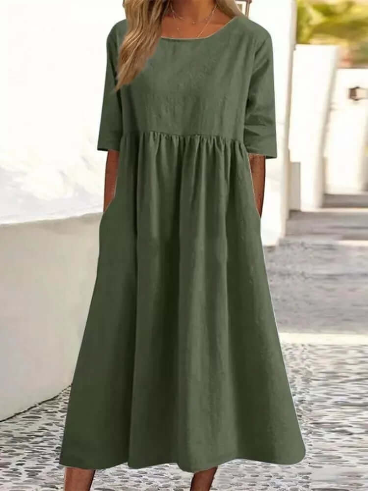 Product Image for Ivyshape | Women's Cotton Dress, Army green / 5XL
