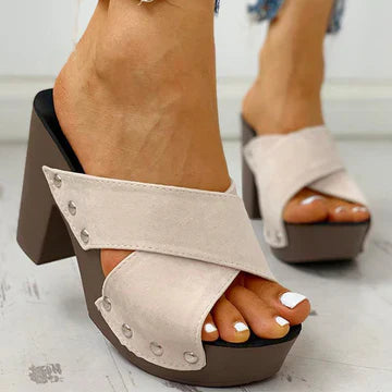 Product Image for Ivyshape | Sandals with Chunky Heel, Cream / 37