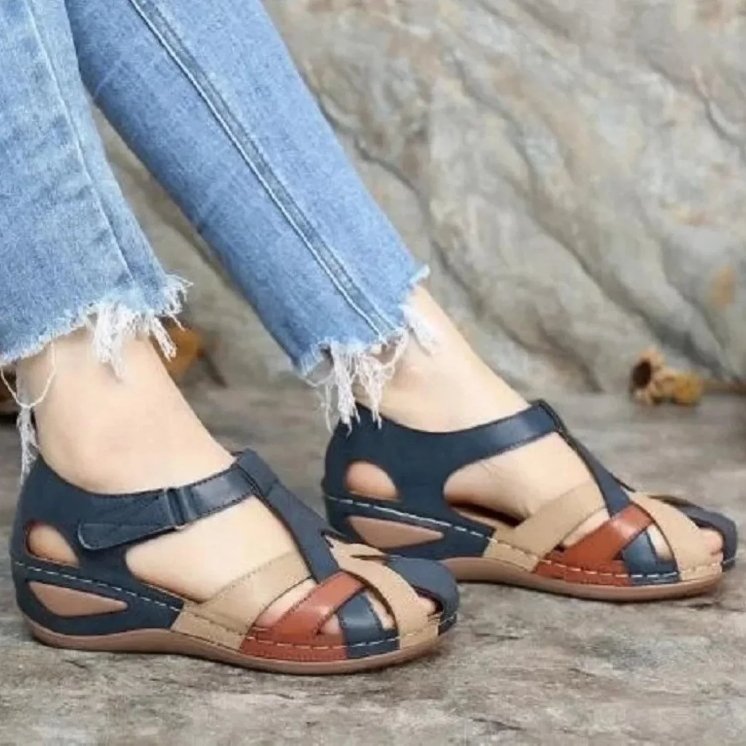 Product Image for Ivyshape | Waterproof Women's Sandals, Dark blue - Brown / 39