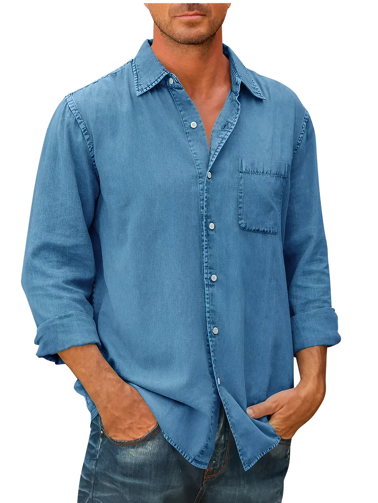 Product Image for Ivyshape | Comfortable Shirt Made Of Ola Fabric, Blue / S