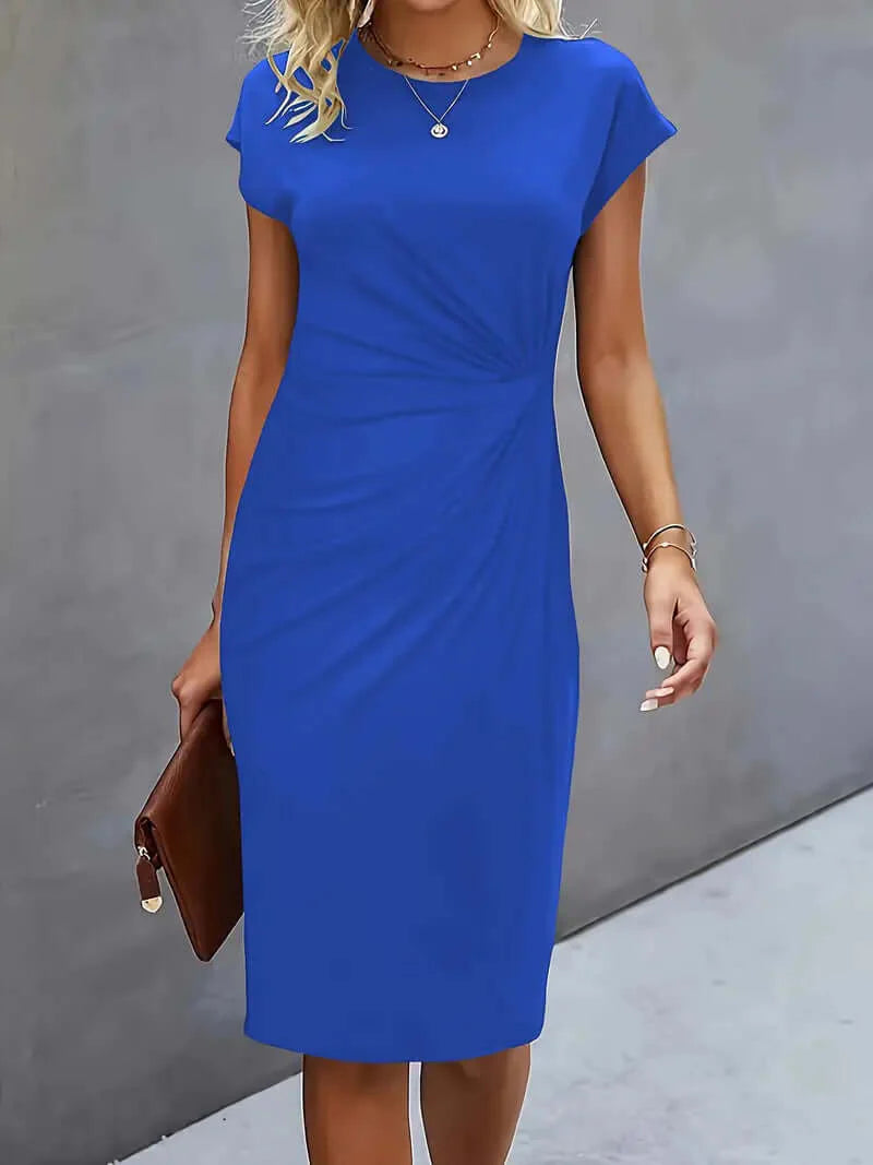 Product Image for Ivyshape | Solid Color Round Neck Dress with Round Neckline, Royal blue / M