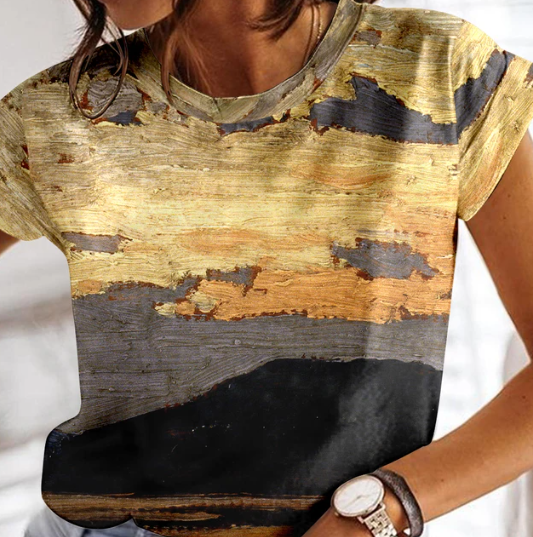 Product Image for Ivyshape | Summer Checked T-Shirt for Women O-Neck, Multicolor 3 / 6XL