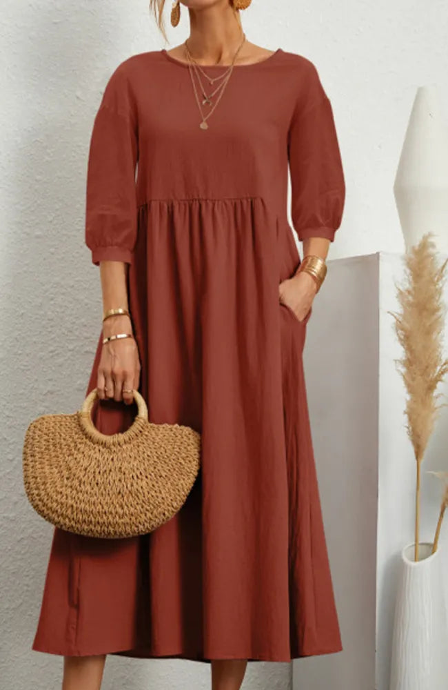 Product Image for Ivyshape | Casual Solid Color A-Line Dresses for Women, Orange / M