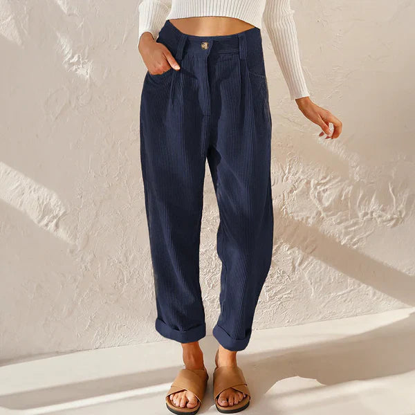 Product Image for Ivyshape | Summer Casual Cord Pants, Blue / 3XL