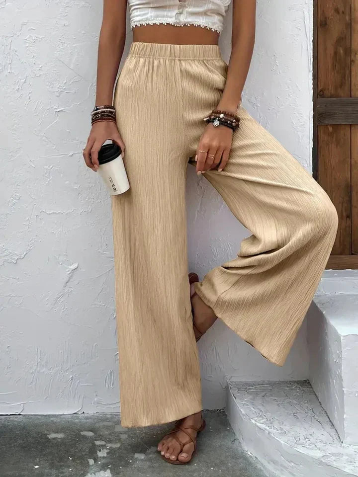 Product Image for Ivyshape | High Waisted Wide Leg Trousers for Women, Beige / M