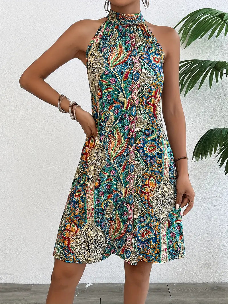 Product Image for Ivyshape | Bohemian Dress with American Neckline, Multicolored / XL