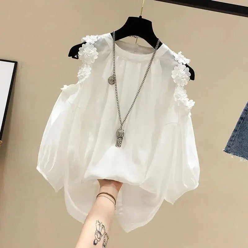 Product Image for Trendy Orange Floral Raglan Sleeve Pullover for Women, White / XL(16)