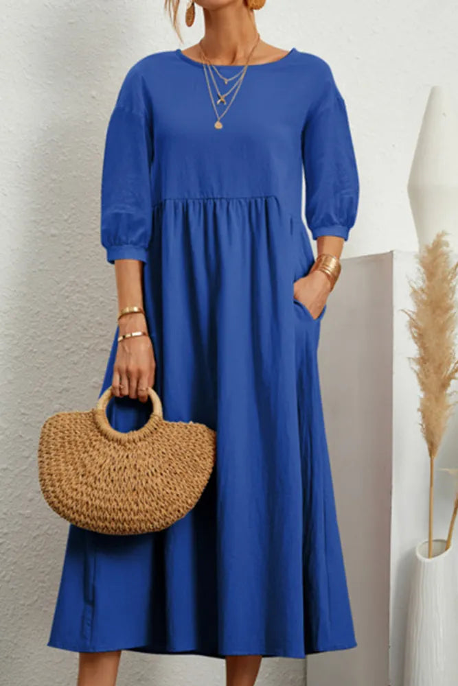 Product Image for Ivyshape | Casual Solid Color A-Line Dresses for Women, Blue / M