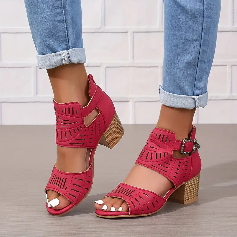 Product Image for Ivyshape | Women's Sandals with Chunky Heels, Rot / 36