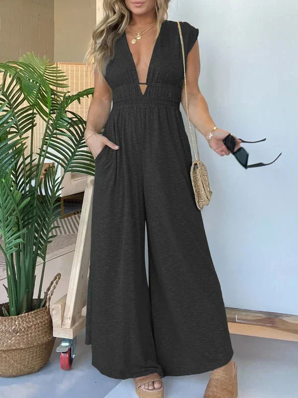 Product Image for Ivyshape | Comfortable V Neck Jumpsuit, Black / XL