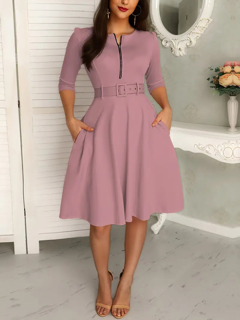Product Image for Ivyshape | Dress with Round Neckline and Practical Zipper, Lilac / XL