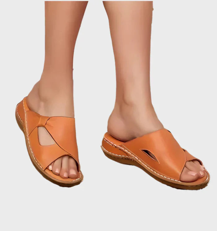 Product Image for Ivyshape | Slip-On Sandals Made Of Durable Leather, Orange / 35