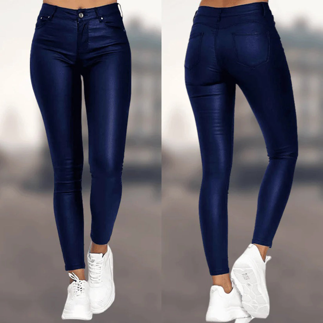 Product Image for Ivyshape | Casual Leather Pants for Women, Blue / XL