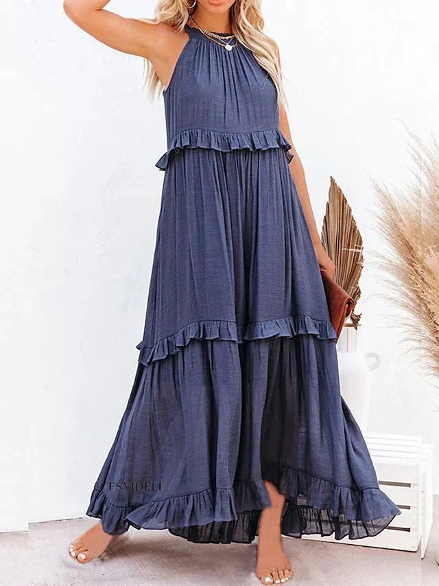 Product Image for Ivyshape | Beach Dresses with Ruffles, Navy blue / S
