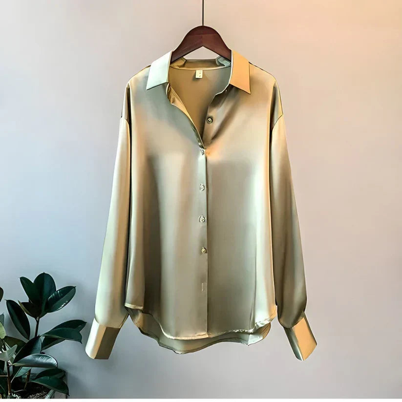 Product Image for Ivyshape | Silk Shirt for Women, Green Gray / M