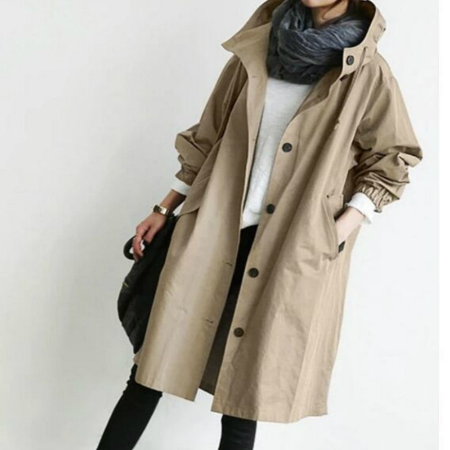 Product Image for Long women's trench coat, light brown / 3XL
