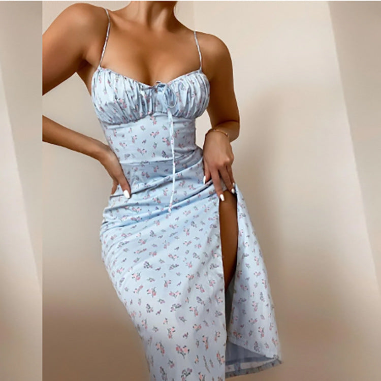 Product Image for IvyShape | Sexy Split Long Dress, Blue flowers / XL