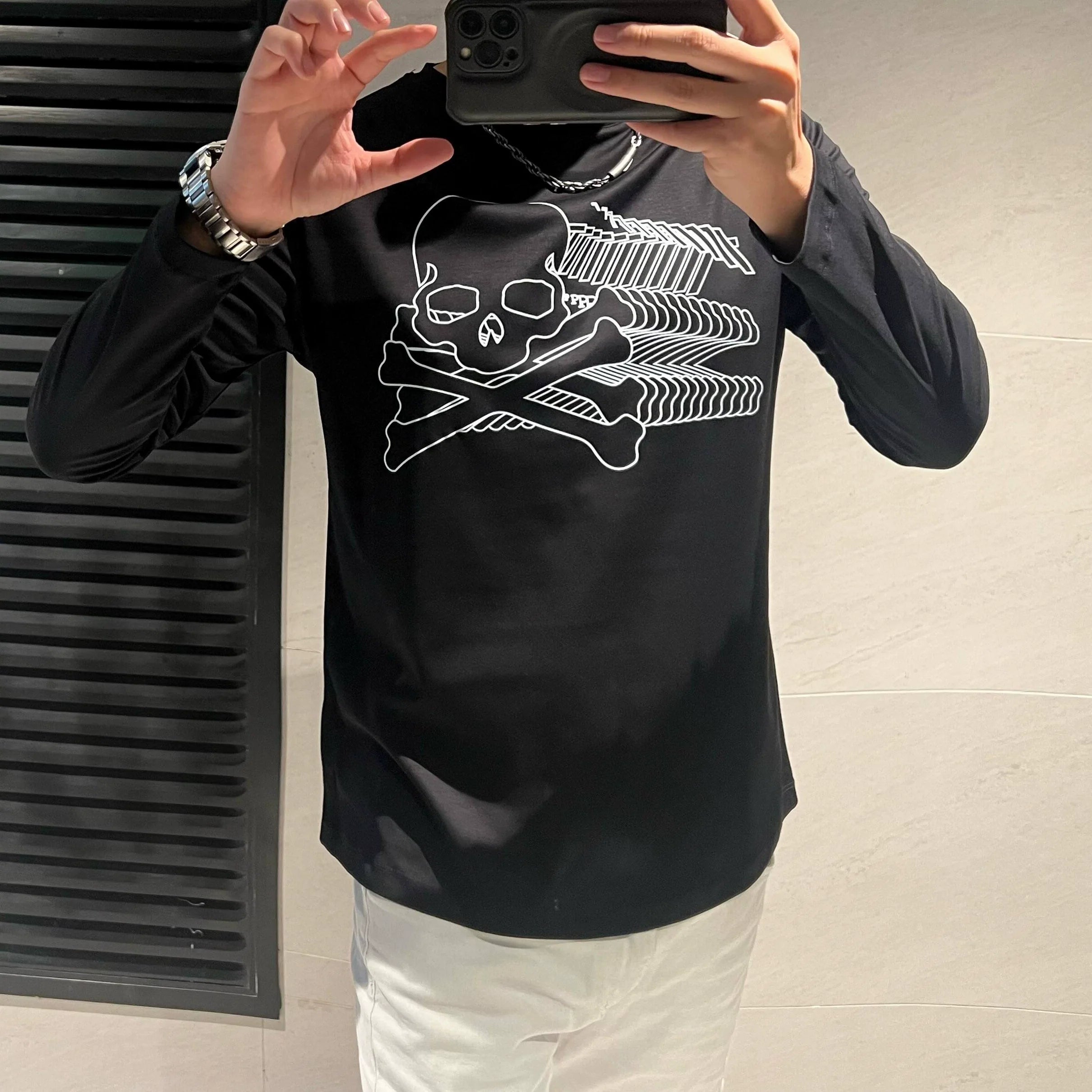 Product Image for IvyShape | Long Sleeve Round Neck Shirt Soft Silk Cotton, black TX43 / 2XL