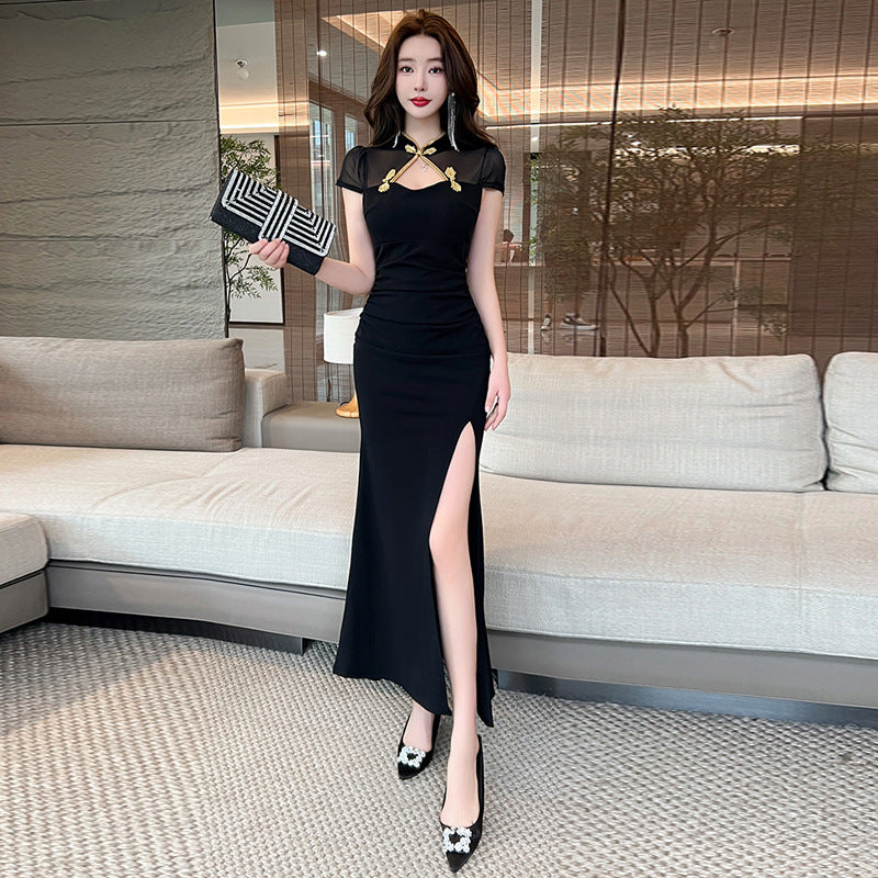 Product Image for IvyShape | Sexy Cheongsam Tight Bodycon Backless Dress, Black / S
