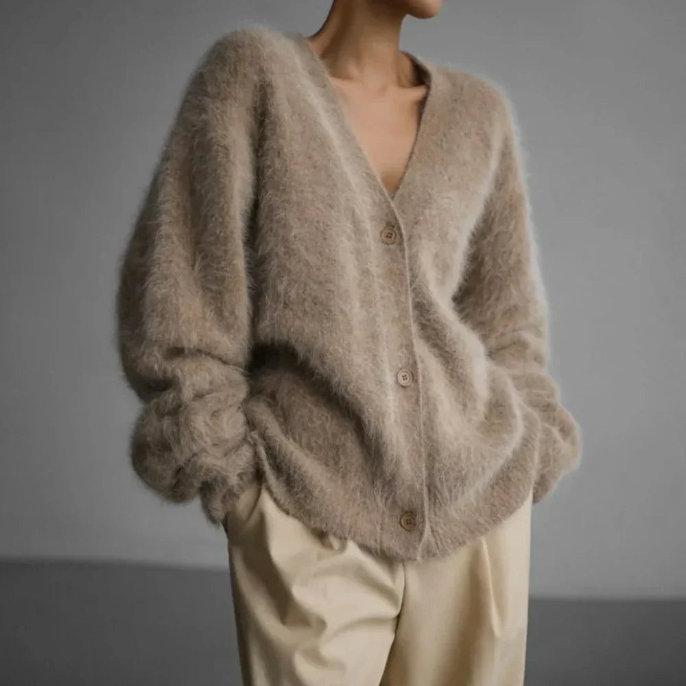 Product Image for Ivyshape | Mohair Cardigan of High Quality, Khaki / L