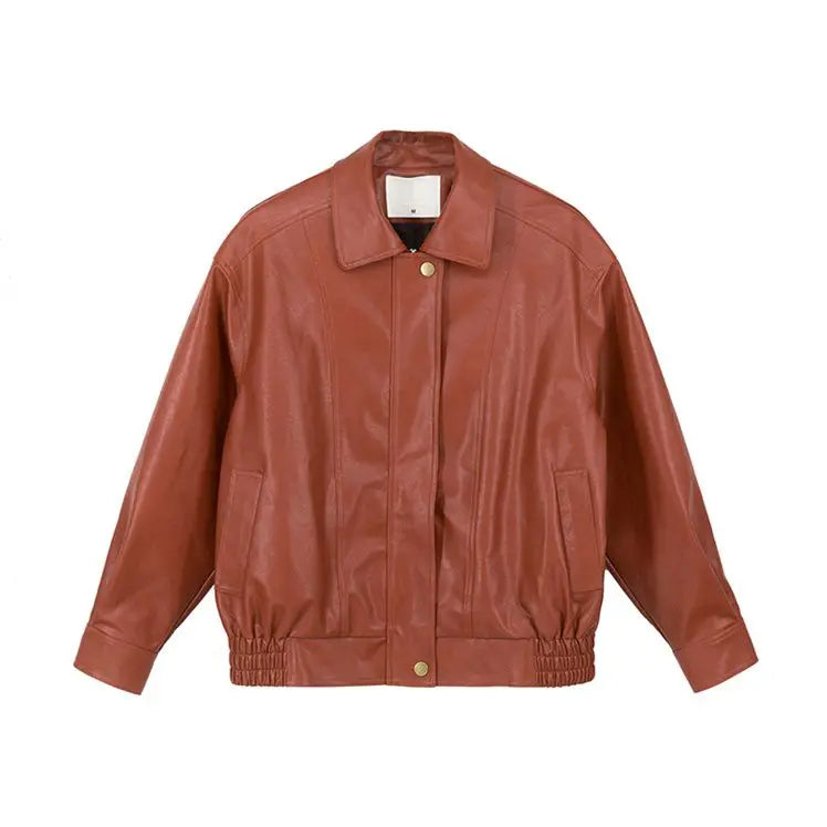 Product Image for Red Faux Leather Jacket With Zipper, Red leather jacket / L