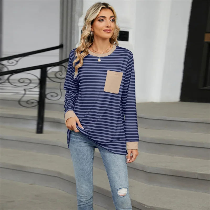 Product Image for Ivyshape | Striped Oversize T-Shirt, Navy blue / L