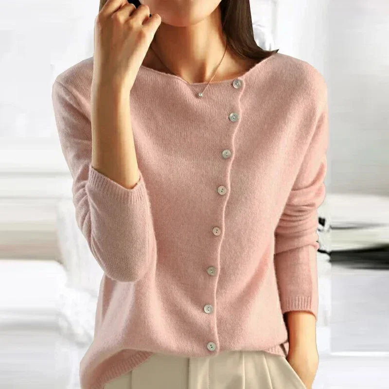 Product Image for Ivyshape | Sweater Stylish Cardigan with Asymmetrical Button Design, Rosa / 3XL