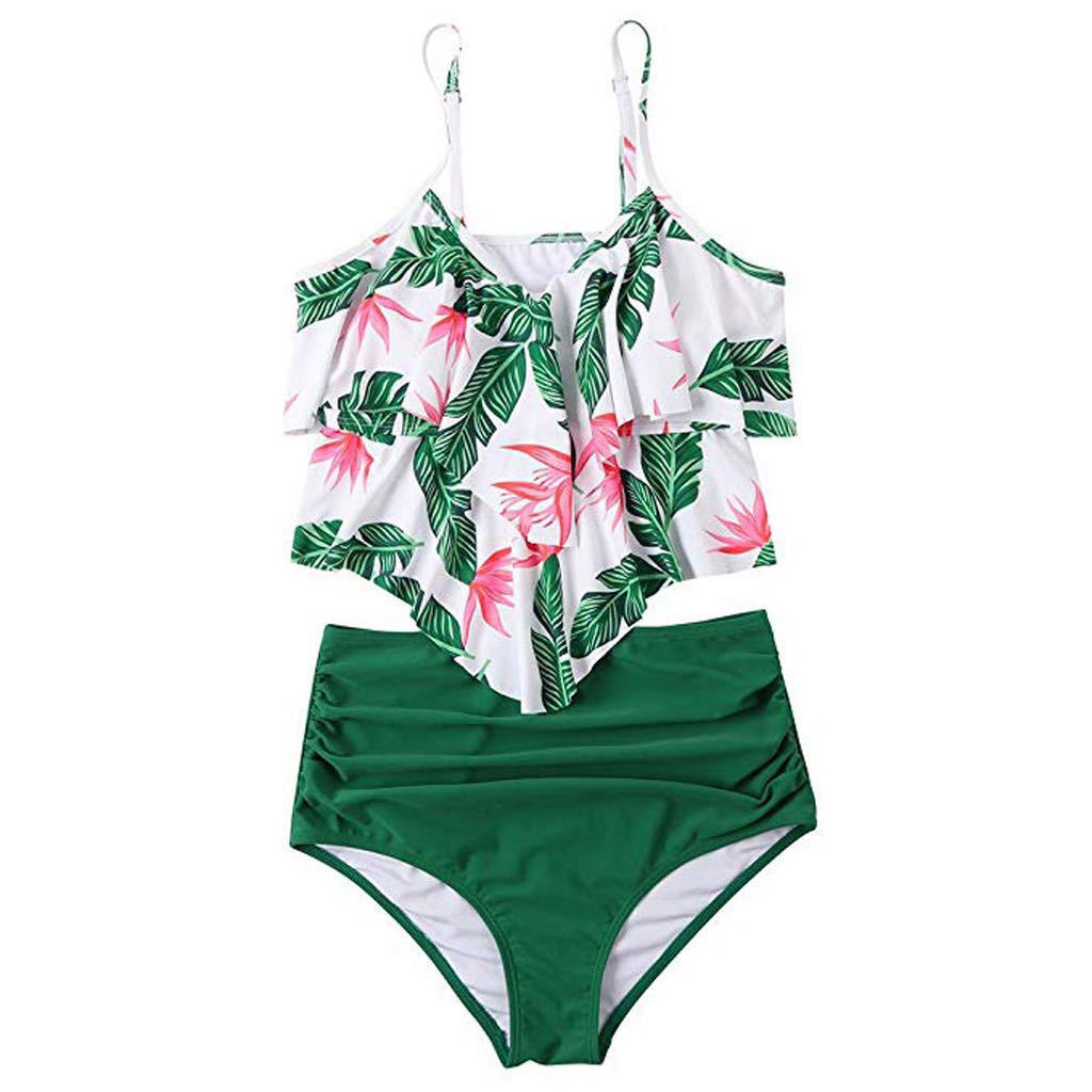 Product Image for Ivyshape | Hetty High Waist Bikini A Unique And Comfortable Bikini., Green with flowers / L