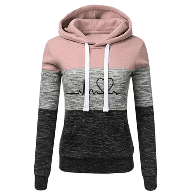 Product Image for Ivyshape | Slim Fit Hoodie with Heart and Beat Print for Women, Rose1 / M