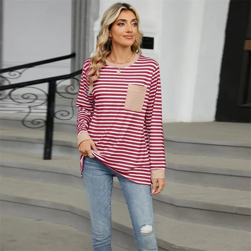Product Image for Ivyshape | Striped Oversize T-Shirt, Red / S