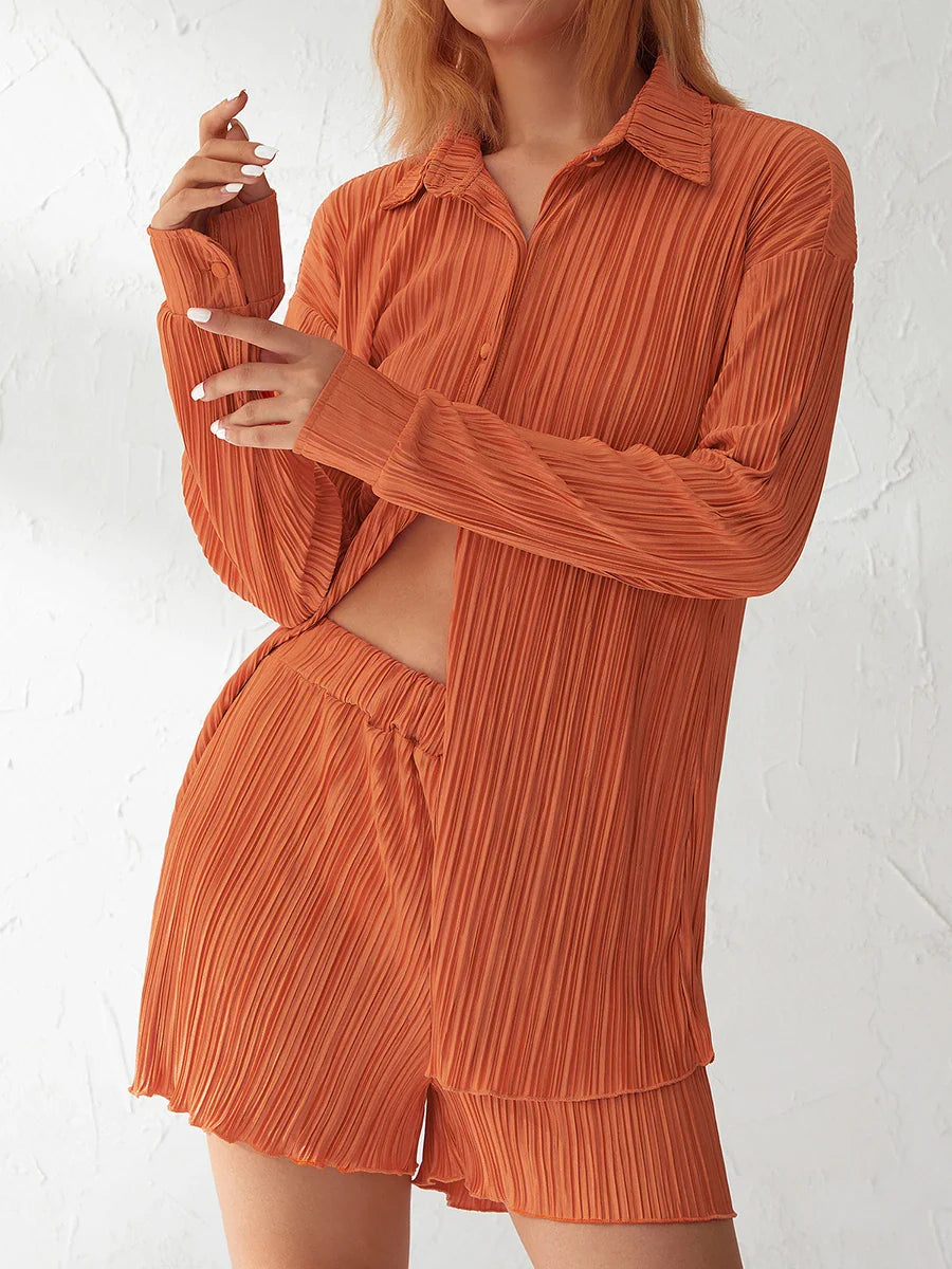 Product Image for Ivyshape | Uniform Color Ruffle Garden Suit Set, Orange / S