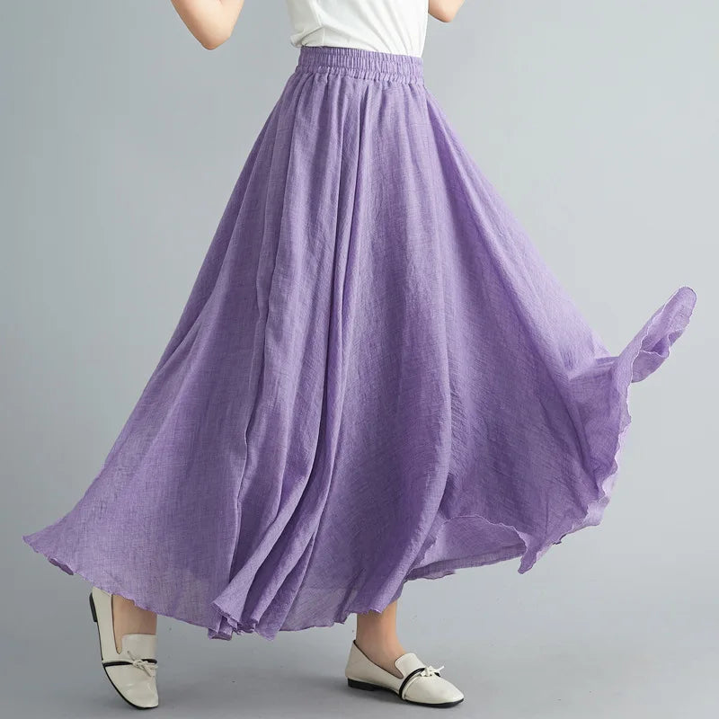 Product Image for Ivyshape | High Waist Maxi Linen Skirt for Summer Spring Juvinia, Purple / S