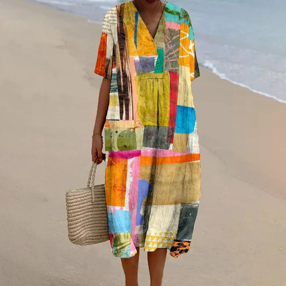 Product Image for Ivyshape | Trendy Colourful Cotton Linen Baggy Dress, XL