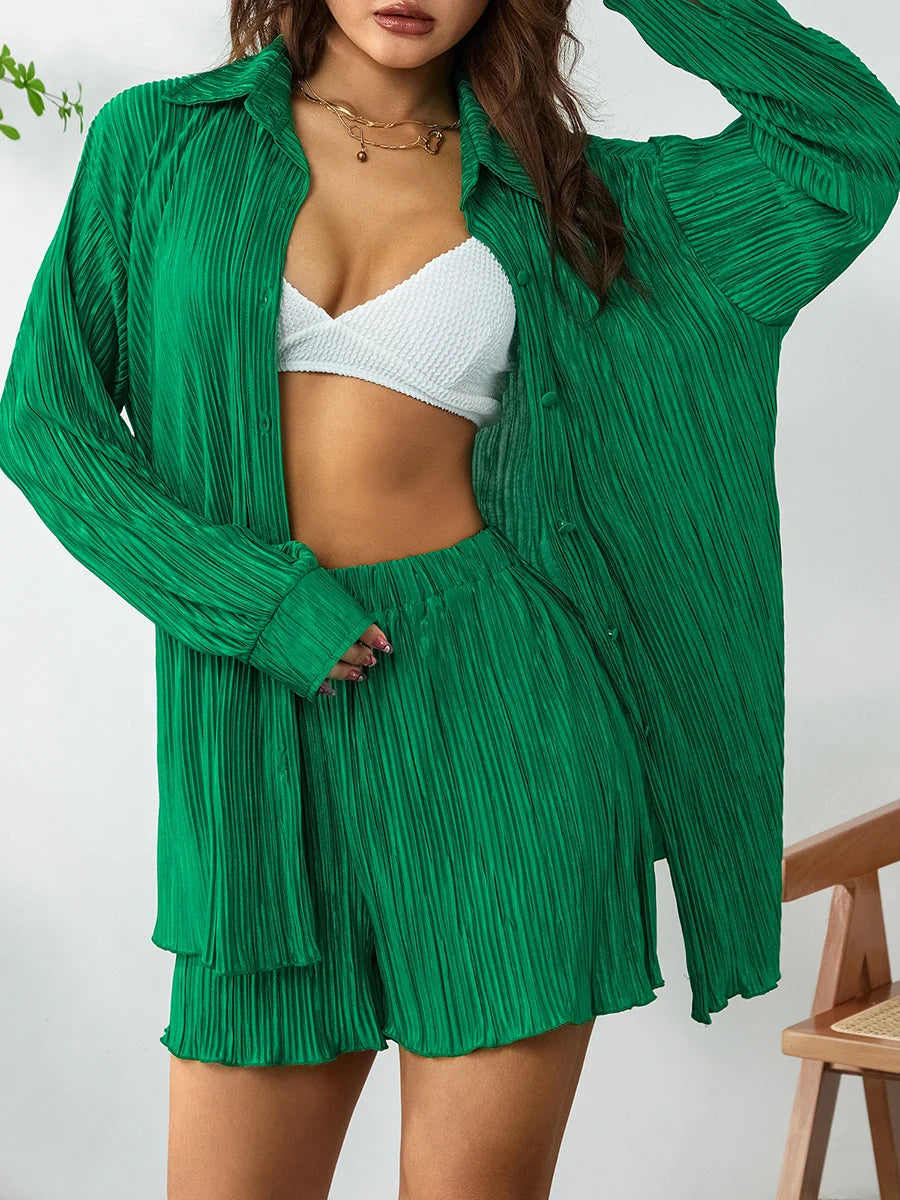 Product Image for Ivyshape | Uniform Color Ruffle Garden Suit Set, Green / S