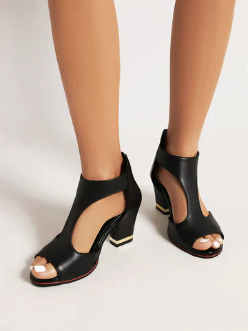 Product Image for Ivyshape | Women's Stylish Chunk Heels Leather, Black / 38