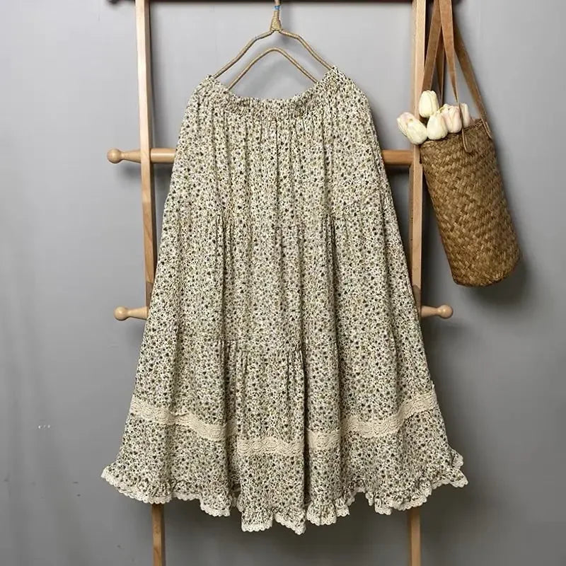 Product Image for Ivyshape | Artistic Lace Skirt Made Of Maxi Cotton In Japanese Style Jeriaca, White / L
