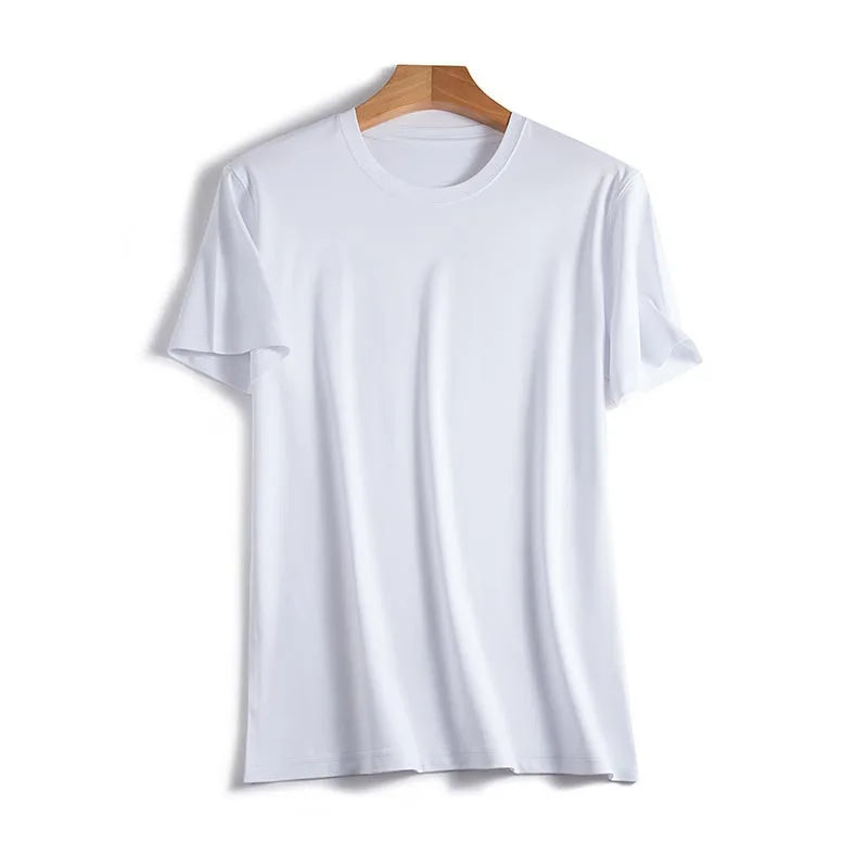 Product Image for Ivyshape | Half Sleeve Silk T-Shirt, White-O neck / XL
