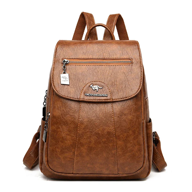 Product Image for Ivyshape | Anti-theft Leather Backpack With Large Capacity for Women, Brown