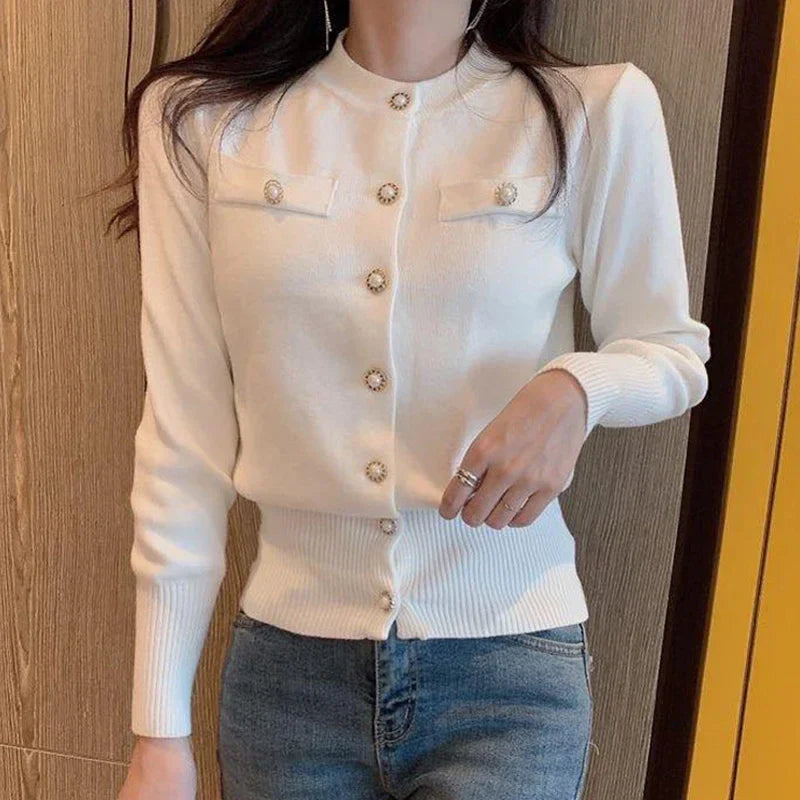 Product Image for Ivyshape | Long Sleeve Knit Cardigan Sweater, White / One size