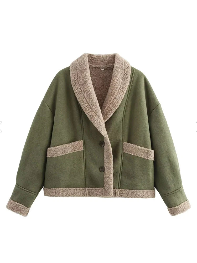 Product Image for Ivyshape | Warm Vintage Style Jacket, Military Green / S (8)