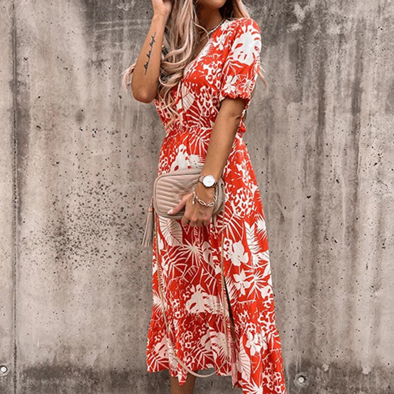 Product Image for Ivyshape | Elegant Maxi Floral Dress, Orange / L
