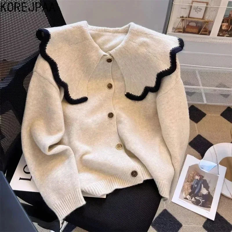 Product Image for Ivyshape | Stylish Beige Peter Pan Collar Autumn Sweater for Women, XL
