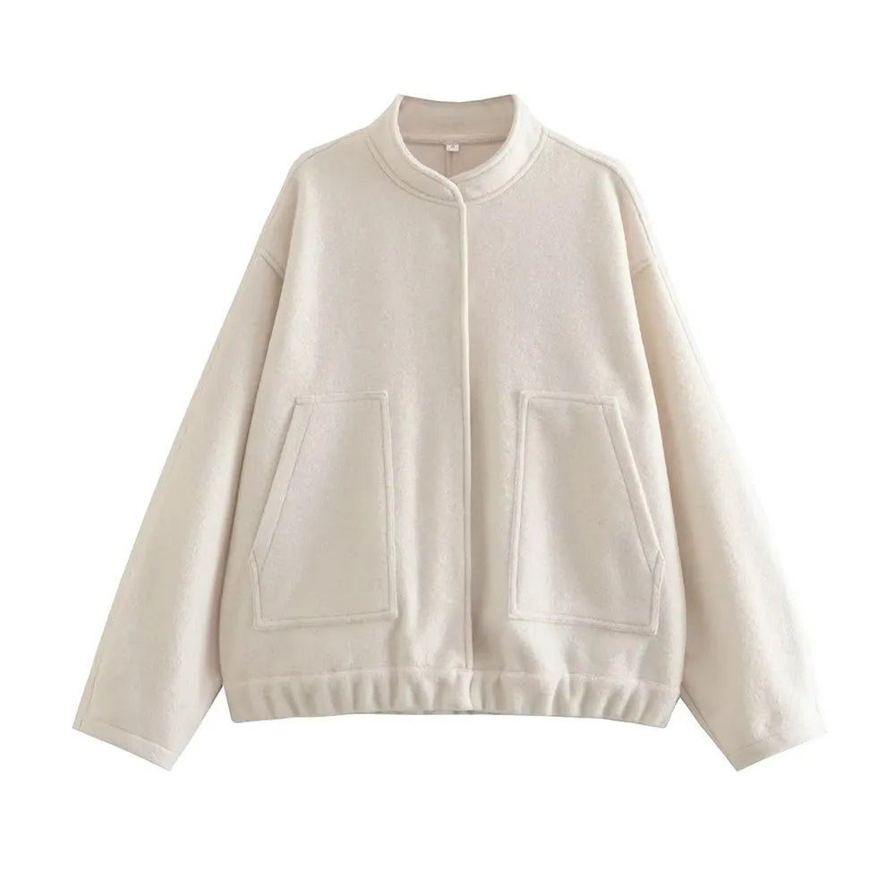 Product Image for Ivyshape | Stylish Vintage Bomber Jacket, White / M