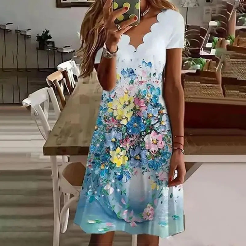 Product Image for Ivyshape | Comfy Floral Midi Dresses, Blue / XXL | AU - 16