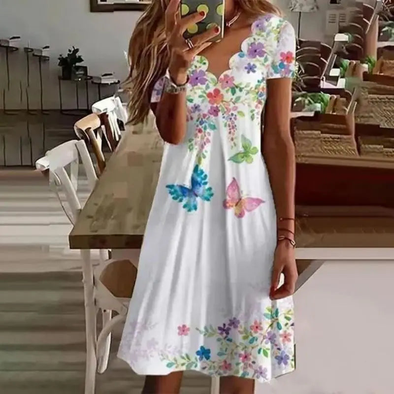 Product Image for Ivyshape | Comfy Floral Midi Dresses, White Pink / 5XL | AU - 22