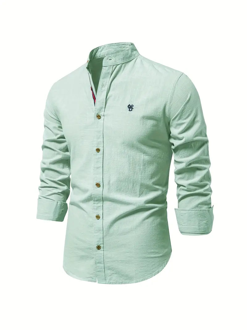 Product Image for Ivyshape | Men's Linen Shirt with Button Closure, Light green / 4XL