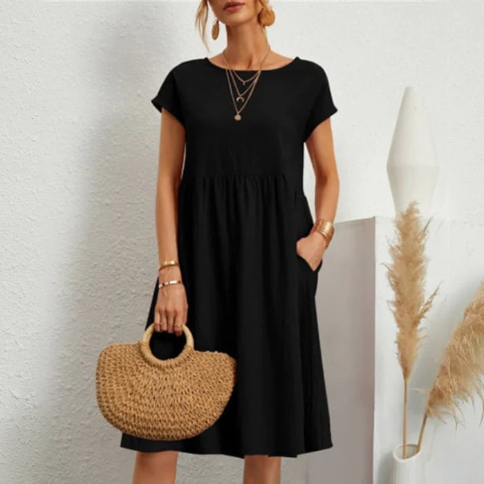Product Image for Ivyshape | Cotton Dress for Women With A Round Neckline, Black / M