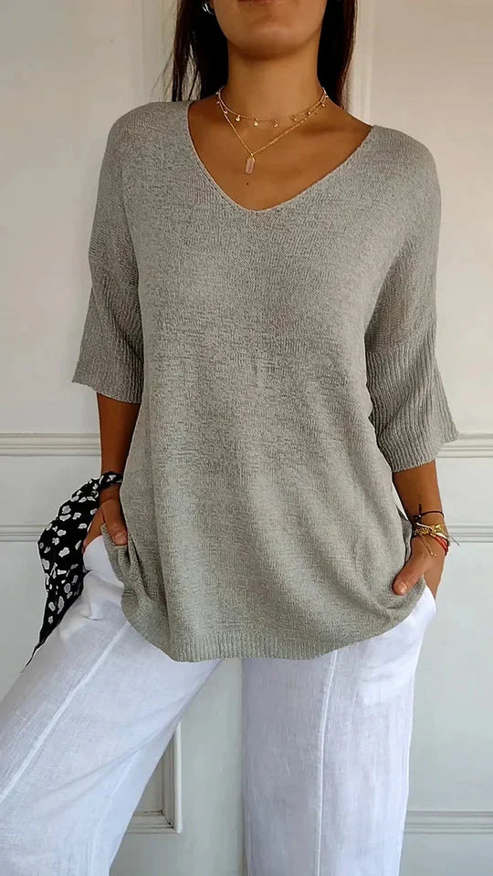 Product Image for Ivyshape | Comfortable Women's Knit Top with V-Neck, Gray / XL