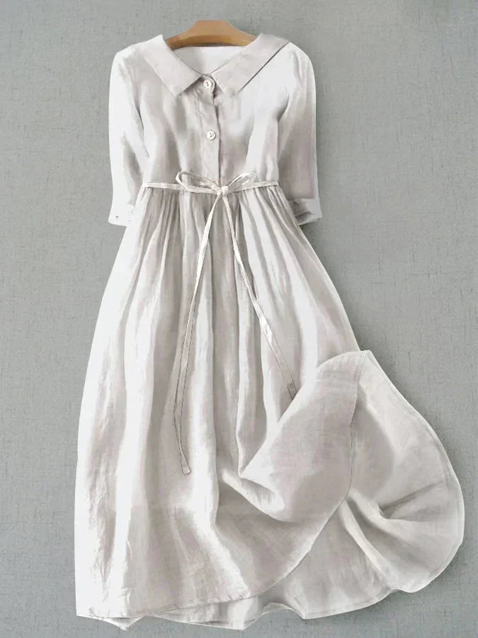 Product Image for Ivyshape | Linen and Blend Fabric Dress, White / 3XL